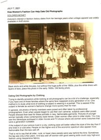 Article - Article, Internet, Dolores Monet, How women's fashion can help date old photographs, by Dolores Monet, 07/07/2021