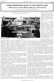 Article - Article, Journal, Rochelle Jackson, From goldrush days to the digital era: 150 years at the State Library of Victoria, by Rochelle Jackson, 2004_03