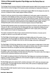 Article, Anne Paul, History of Maroondah Aqueduct Pipe Bridge over the Plenty River at Greensborough, by Anne Paul, 2012_03
