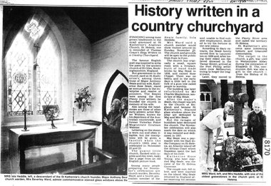Article - Newspaper Clipping (copy), Diamond Valley News, History written in a churchyard, 1986_11