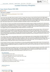 article - Article, Internet, Kim Torney, Toner, Pauline Therese (1935-1989), by Kim Torney, 2012