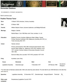 document - Article, Internet, Parliament of Victoria, Pauline Therese Toner, 2022