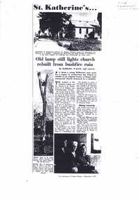 Newspaper - Newspaper Clipping (copy), The Australian Women's Weekly, St Katherine's ... History renewed, 06/11/1957