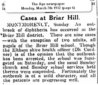 Article - Newspaper Clipping, The Age, Cases at Briar Hill, 07/03/1932