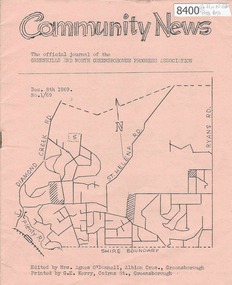 Newsletter, Greenhills and North Greensborough Progress Association, Community News: official journal of the Greenhills and North Greensborough Progress Association. Dec. 8th 1969. Edition No.1/69, 08/12/1969