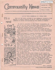 Newsletter, Greenhills and North Greensborough Progress Association, Community News: official journal of the Greenhills and North Greensborough Progress Association. 23rd March 1970. Edition No.2/70, 23/03/1970