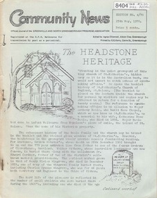 Newsletter, Greenhills and North Greensborough Progress Association, Community News: official journal of the Greenhills and North Greensborough Progress Association. 25th May 1970. Edition No.4/70, 25/05/1970