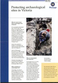 Pamphlet, Heritage Victoria, Protecting archaeological sites in Victoria, 1999c