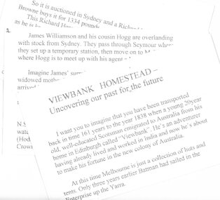 Mixed media, Jan Macdonald, Viewbank Homestead - uncovering our past for the future [walk notes], 1999