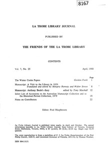 Article - Article, Journal, Anthony Beale's Diary edited by Tony Marshall, 04/1980  The friends of La Trobe University