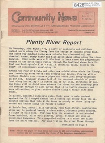 Newsletter, Greenhills and North Greensborough Progress Association, Community News: official journal of the Greenhills and Nth. Greensborough Progress Association. 25/10/72. Edition No. 8/72, 25/10/1972