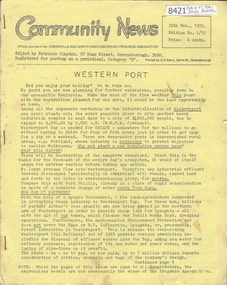 Newsletter, Greenhills and North Greensborough Progress Association, Community News: official journal of the Greenhills and North Greensborough Progress Association. 29th Feb., 1972. Edition No.1/72, 29/02/1972