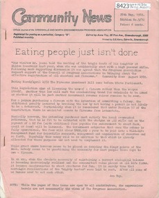 Newsletter, Greenhills and North Greensborough Progress Association, Community News: official journal of the Greenhills and North Greensborough Progress Association. 25th May, 1972. Edition No.3/72, 25/05/1972