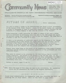 Newsletter, Greenhills and North Greensborough Progress Association, Community News: official journal of the Greenhills and North Greensborough Progress Association. 26th June, 1972. Edition No. 4/72, 26/06/1972