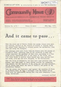 Newsletter, Greenhills and North Greensborough Progress Association, Community News: official journal of the Greenhills and Nth. Greensborough Progress Association. 28th May, 1973. Edition No. 4/73, 28/05/1973