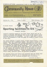 Newsletter, Greenhills and North Greensborough Progress Association, Community News: official journal of the Greenhills and Nth. Greensborough Progress Association. 26th February, 1974. Edition No. 1/74, 28/02/1974