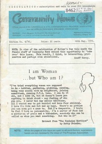 Newsletter, Greenhills and North Greensborough Progress Association, Community News: official journal of the Greenhills and Nth. Greensborough Progress Association and the Apollo Parkways Progress Association.10th May, 1976. Edition No. 4/76, 10/05/1976