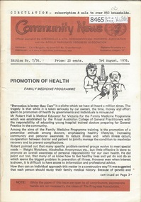 Newsletter, Greenhills and North Greensborough Progress Association, Community News: official journal of the Greenhills and Nth. Greensborough Progress Association and the Apollo Parkways Progress Association. 3rd August 1976. Edition No. 7/76, 03/08/1976