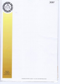 Document - Letterhead, Thomastown Golf Club, Thomastown Golf Club. Letterhead, 1990s