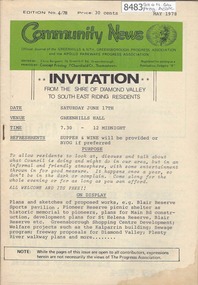 Newsletter, Greenhills and North Greensborough Progress Association, Community News: official journal of the Greenhills and Nth. Greensborough Progress Association and the Apollo Parkways Progress Association.. May 1978. Edition No. 4/78, 05/1978