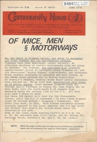 Newsletter, Greenhills and North Greensborough Progress Association, Community News: official journal of the Greenhills and Nth. Greensborough Progress Association and the Apollo Parkways Progress Association. June 1978. Edition No. 5/78, 06/1978