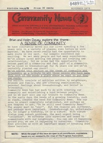 Newsletter, Greenhills and North Greensborough Progress Association, Community News: official journal of the Greenhills and Nth. Greensborough Progress Association and the Apollo Parkways Progress Association. November 1978. Edition No. 10/78, 11/1978