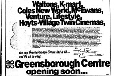 Photograph - Advertisement - Digital Image, Preston Post-Times, Greensborough Centre opening 1978, 1978