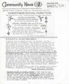 Newsletter, Greenhills and North Greensborough Progress Association, Community News: official journal of the Greenhills and Nth. Greensborough Progress Association and the Apollo Parkways Progress Association. December 1979, 12/1979