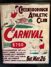 Poster, Greensborough Athletic Club: Carnival [1968], 26/03/1968
