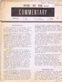 Newsletter - School Newsletter, Watsonia High School, Commentary: Watsonia High School 1966 WaHIGH, 1966_