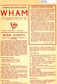Newsletter - School Newsletter, Watsonia High School, WHAM: Watsonia High Action Magazine1967 WaHIGH, 1966-1967