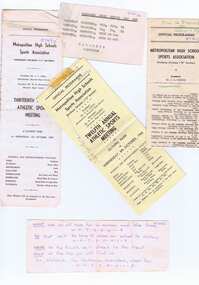 Ephemera - Programs, Metropolitan High Schools Sport Association, Metropolitan High Schools Sports Association, Annual Athletic Sports Meetings 1965-1967, 1965-1967