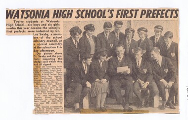 Article - Newspaper Clipping, Diamond Valley News, Watsonia High School's first prefects 1967 [WaHIGH], 1967_