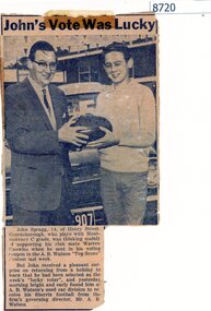 Article - Newspaper Clipping, Diamond Valley News, John's vote was lucky [WaHIGH], 1967c