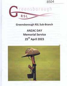 Booklet, Rosie Bray, ANZAC Day Memorial Service, 25th April 2023