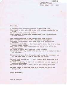 Letter - Poem, June Roberts, Poem by June Roberts, 1960c