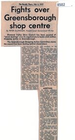 Article - Newspaper Clipping, The Herald, Fights over Greensborough shop centre, 03/02/1977