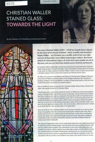Article - Article, Newsletter, Christian Waller stained glass: towards the light, 2023