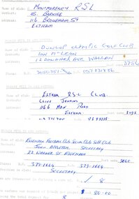 Administrative record - Membership form, Thomastown Golf Club et al, Thomastown Golf Club. [Affiliated Clubs' membership forms], 1996
