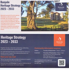 Pamphlet, Banyule City Council, Banyule Heritage Strategy 2023 - 2033, 2023