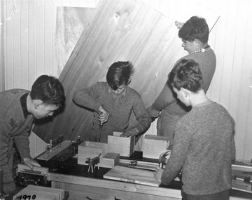 Photograph, Janefield Special School: boys' woodwork class 1970, 1970