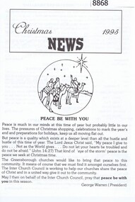 Flyer - Pamphlet, Greensborough Interchurch Council, Christmas News 1995, 1995