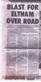 Newspaper - Newspaper Clipping (copy), Blast for Eltham over road, 05/05/1981