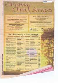 Newspaper - Newspaper Clipping, Diamond Valley News; Diamond Valley Leader, Christmas services [Greensborough area 1995, 1999, 2003], 1995-2003