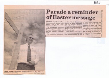 Newspaper - Newspaper Clipping, Diamond Valley Leader, Parade a reminder of Easter message, 27/03/2002