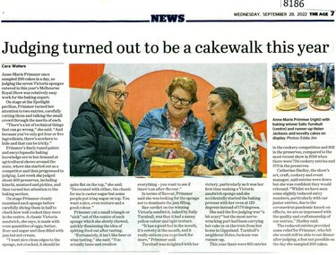 Article - Newspaper Clipping, Cara Waters, Judging turned out to be a cakewalk [Anne-Marie Primmer], 28/09/2022