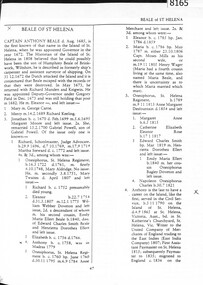 Article - Genealogical document, Beale of St Helena, 1980s