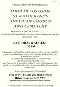 Flyer - Flyer and notes, Tour of historic St Katherine's Anglican Church and cemetery