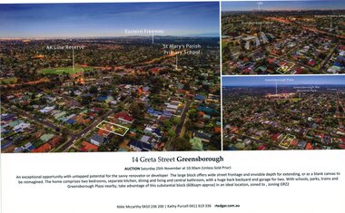 Flyer - Advertising Leaflet, R T Edgar, 14 Greta Street Greensborough, 2017