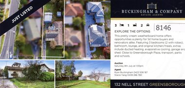 Flyer - Advertising Leaflet, Buckingham and Company Estate Agents, 132 Nell Street Greensborough, 2023